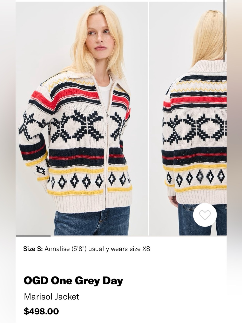 OGD One Grey Day Marisol Jacket - Ivory Multi- Sz S